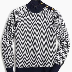J Crew Herringbone Mock Neck Sweater
